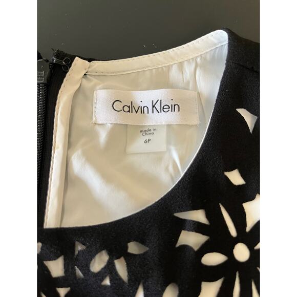 Calvin Klein Black Floral Laser Cut Sheath Dress 6 Petite Cocktail party wedding - Picture 7 of 7